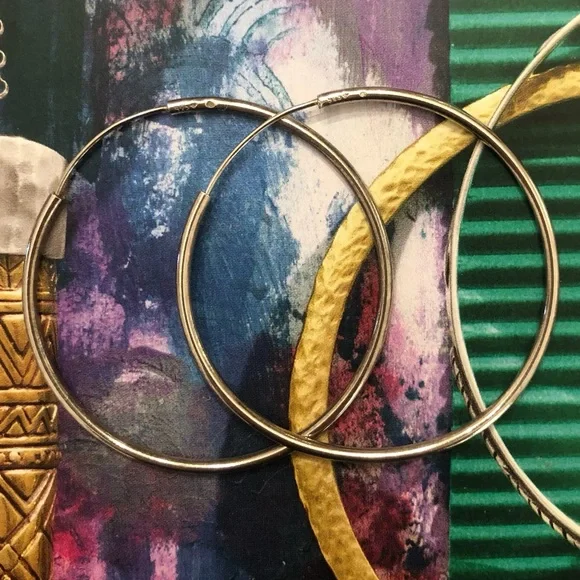 Rare Vintage Silpada Sterling Silver Flexible Endless Hoop Earrings P0696 - Picture 8 of 11